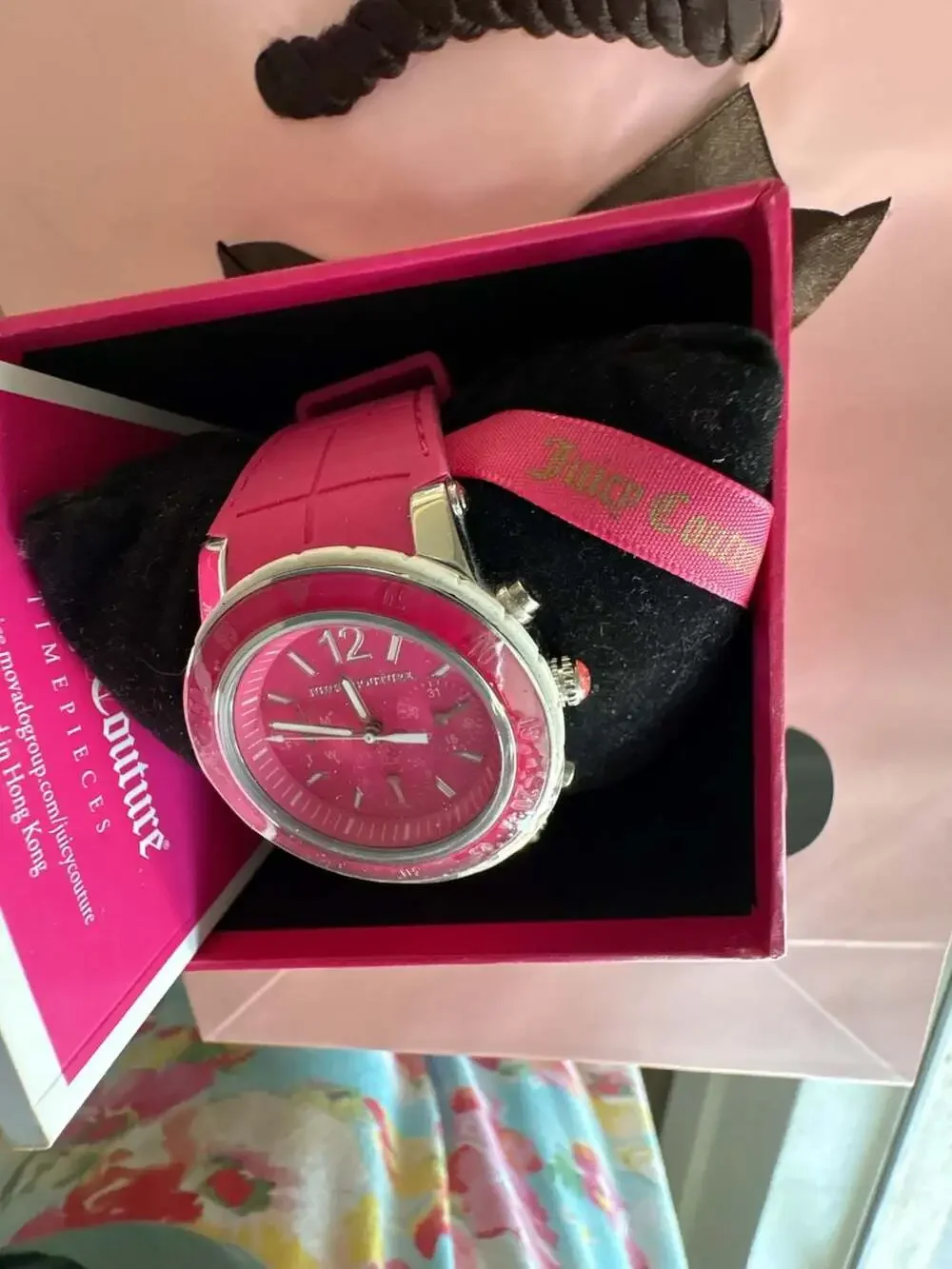 Juicy Couture Hot Pink Silicone Strap Chronograph Watch